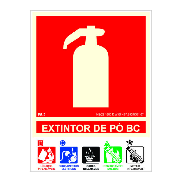 Placa PVC 15x20cm E5 Extintor BC