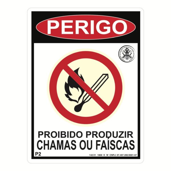 Placa PVC 15x20cm P2_Proibido Chamas