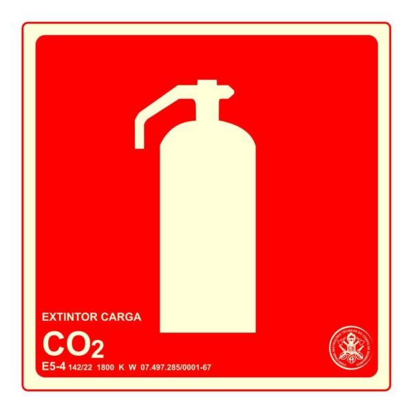 Placa PVC 19x19cm E5 Extintor CO2