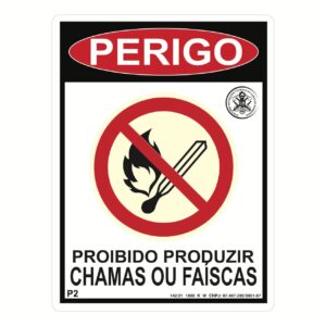 Placa PVC 15x20cm P2_Proibido Chamas